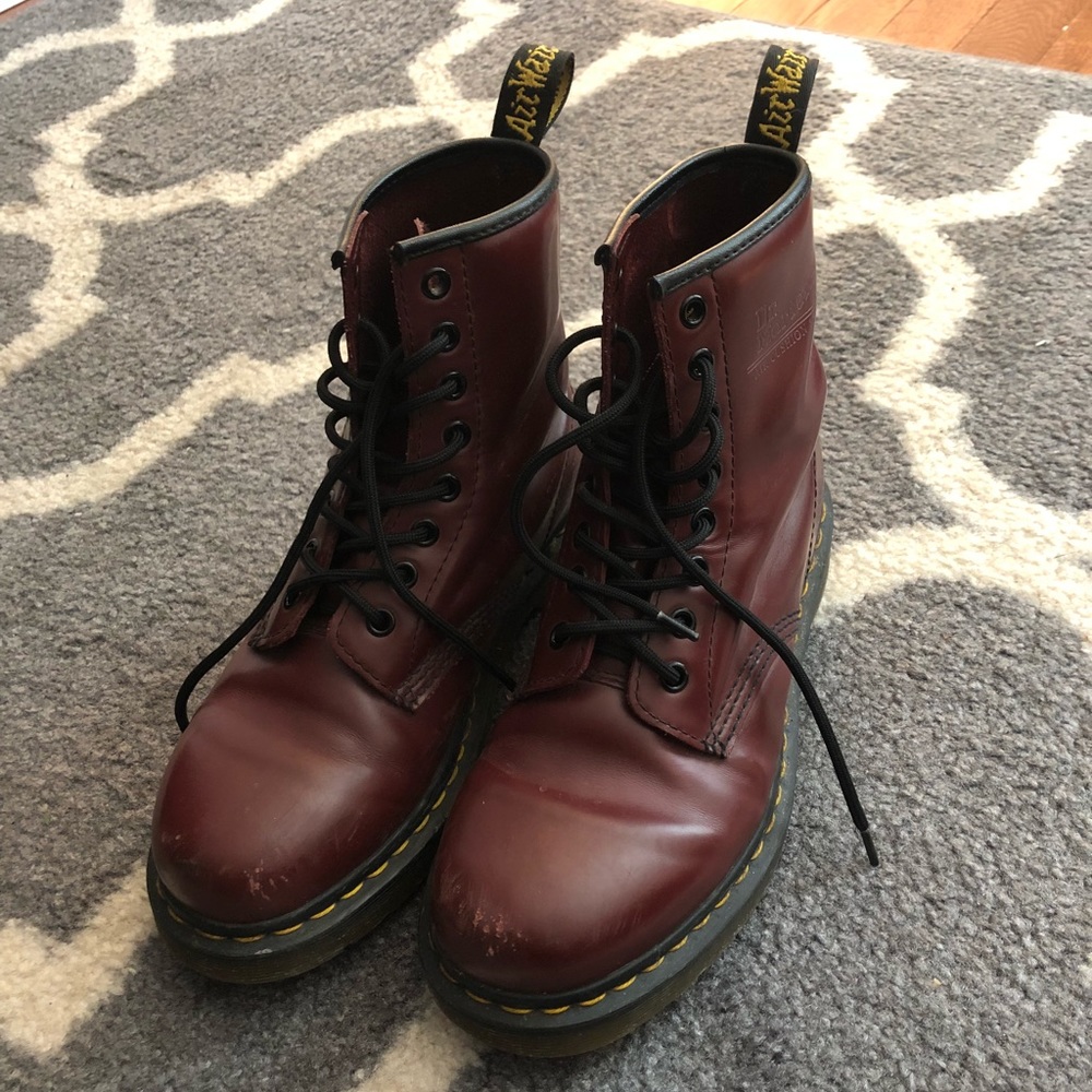 Maroon Dr.Marten combat boots